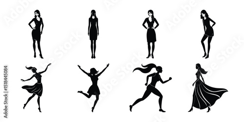 silhouettes of dancing girls. silhouettes of girls