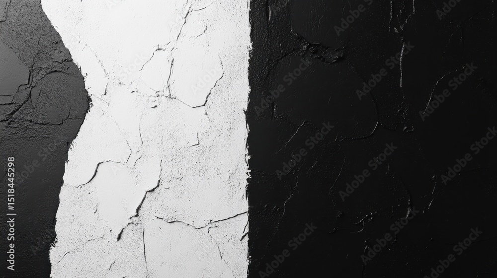 Obraz premium High-contrast texture of a black-white painted concrete wall.