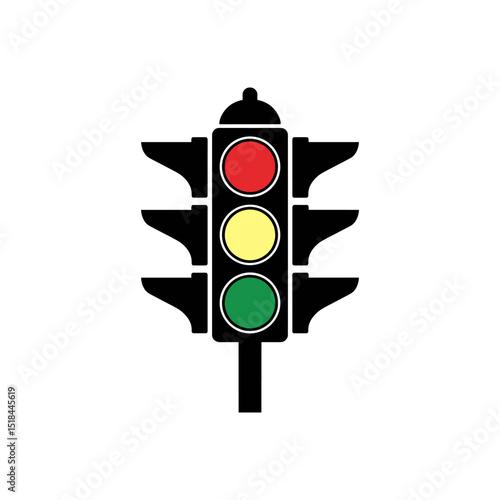 Traffic Light Icon: A minimalist illustration of a traffic signal, showcasing the essential colors of red, yellow, and green, representing the core concepts of traffic management and safety.