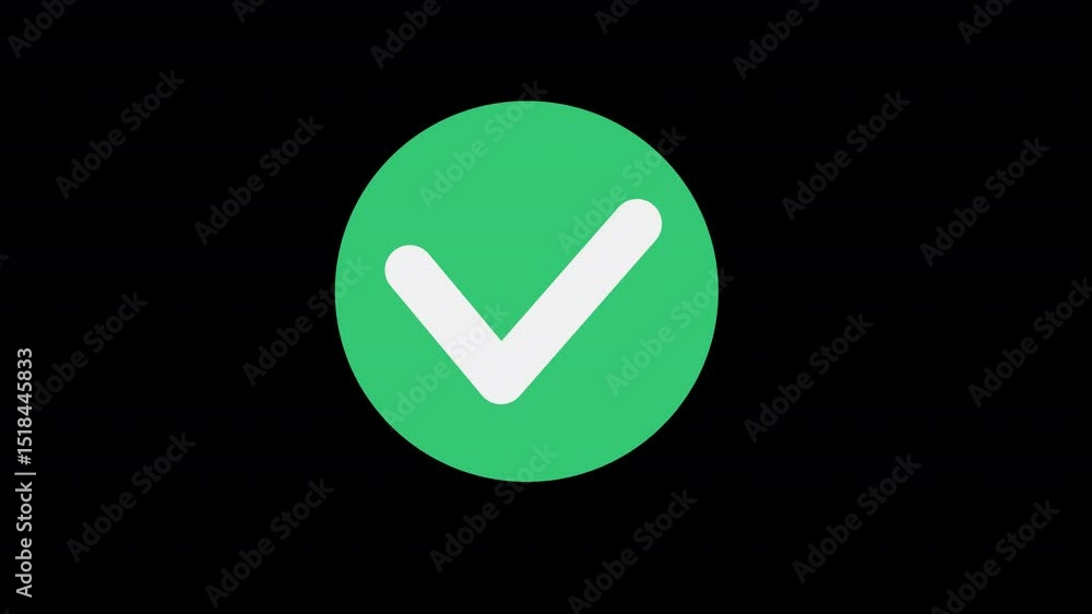 Animated Green Check Mark Icon Looping Seamlessly for Visual Reinforcement on a Transparent Background Animated Green Check Mark Icon Looping Seamlessly for Visual Reinforcement on a Transparent Background