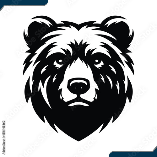Vector Silhouette of a Bear Face Animal Illustration for Graphic Design