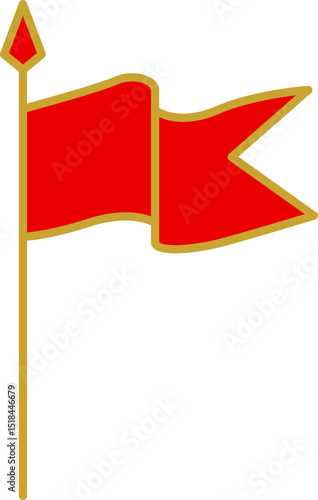 Royal flags icon set. Medieval banners and trophy luxury fantasy empty flags, medieval battle flag. Hanging fabric royal banner, pennant mockup, castle wall flags vector illustration.