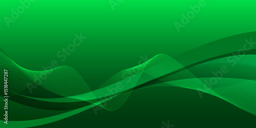 Abstract Green Wavy Lines Background with Smooth Gradient and Dynamic Curves, Ideal for Digital Art, Modern Design Projects, and Creative Green-Themed Visuals