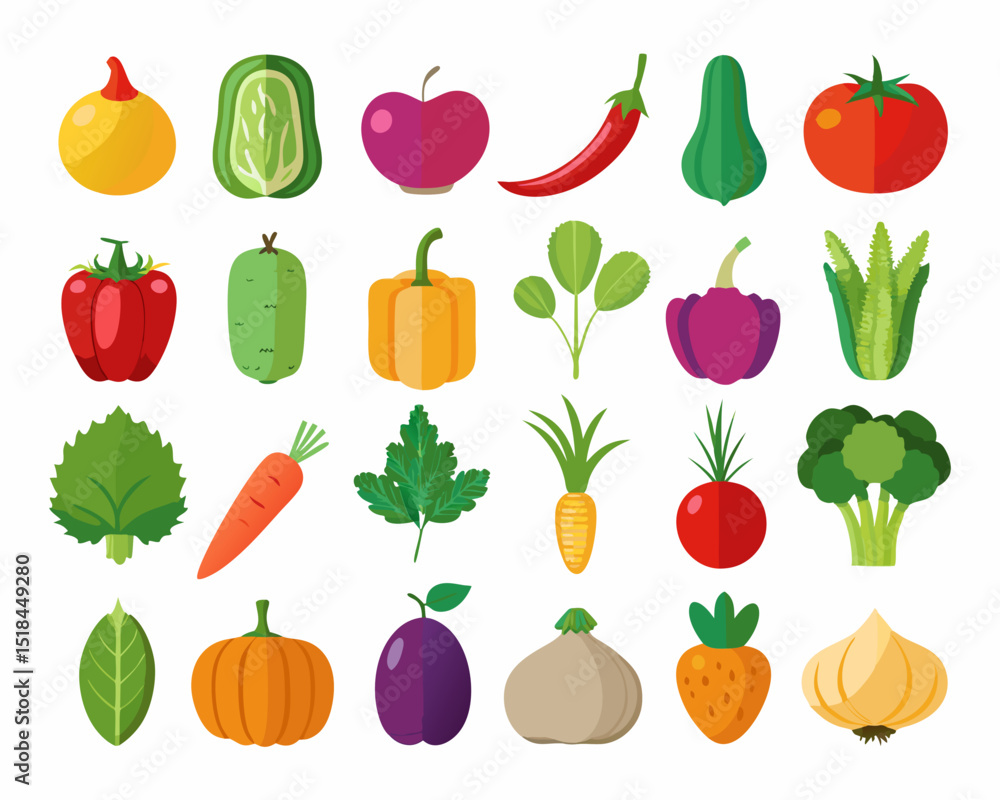 Colorful Flat Icons of Various Fruits and Vegetables Collection simple colorful icons representing different fruits vegetables fruits vegetables icons flat illustration design food healthy apple Colorful Flat Icons of Various Fruits and Vegetables Collection simple colorful icons representing different fruits vegetables fruits vegetables icons flat illustration design food healthy apple
