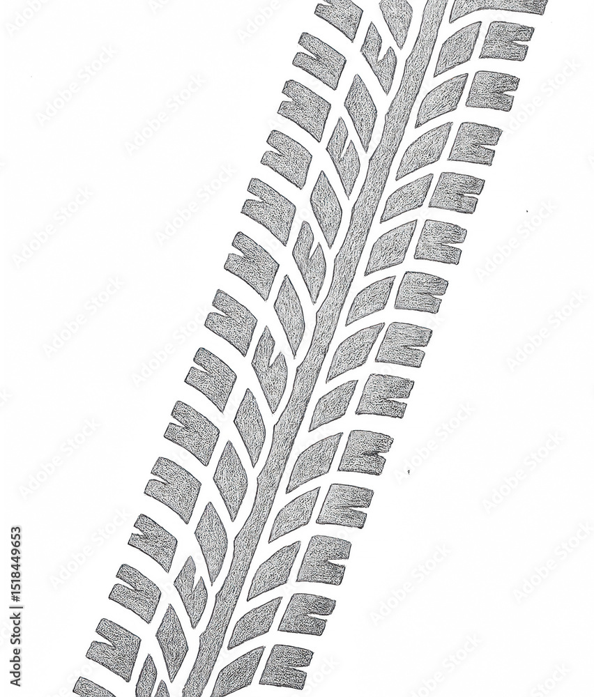 Fototapeta premium A detailed, monochrome close-up of a tire tread pattern transparent