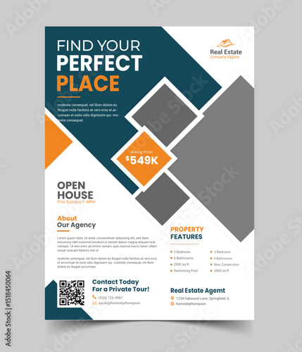 Real Estate Business Flyer Template, Property Sale Flyer Design