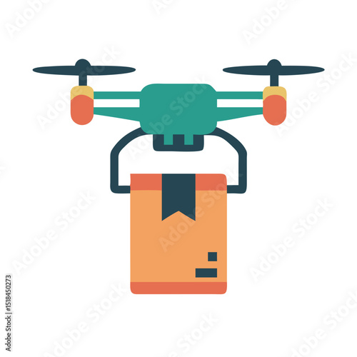 Drone dropping parcel icon representing logistics and last mile delivery innovation