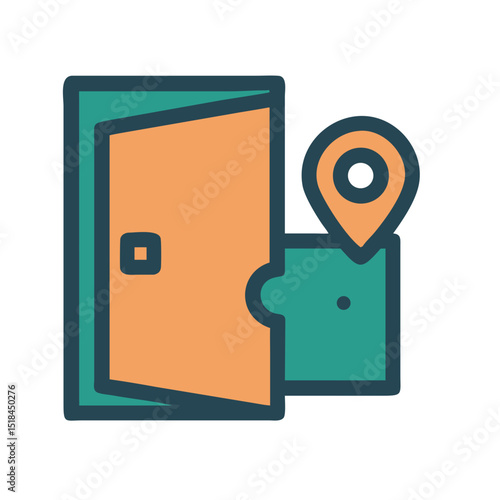 Door delivery location pin icon representing logistics and last mile delivery tracking