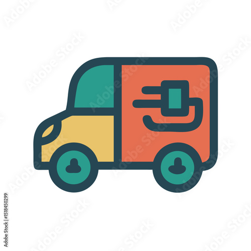Green vehicle icon representing eco-friendly logistics and last mile delivery