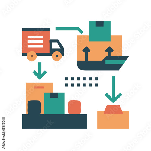 Small business shipping icon illustrating logistics processes and last mile delivery solutions - 2
