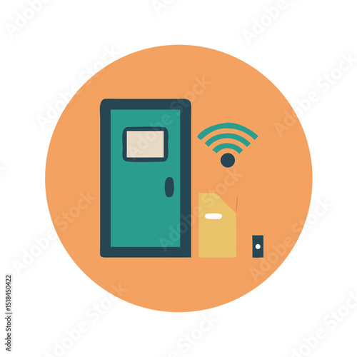 Smart door delivery icon representing logistics and last mile delivery technology