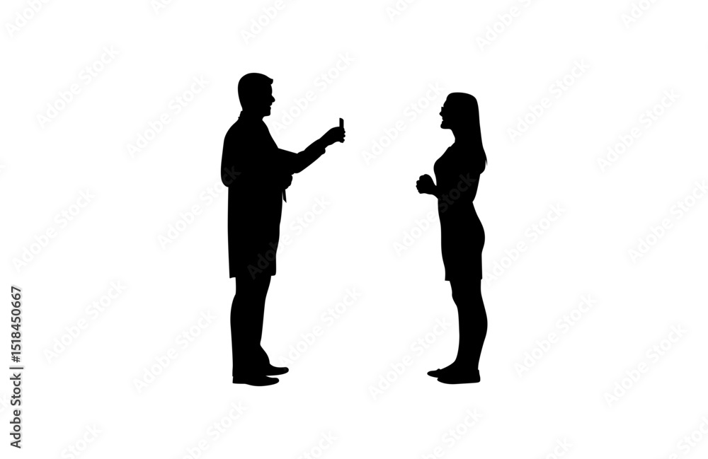 A doctor is consulting a girl and looking at her mobile phone vector. A doctor is consulting a girl and looking at her mobile phone vector.