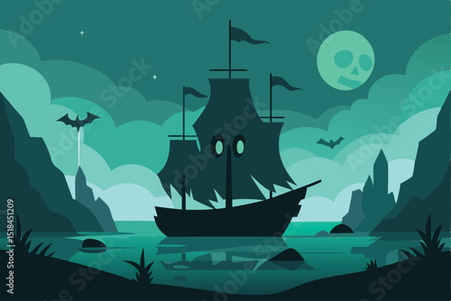 pirate ship in the night