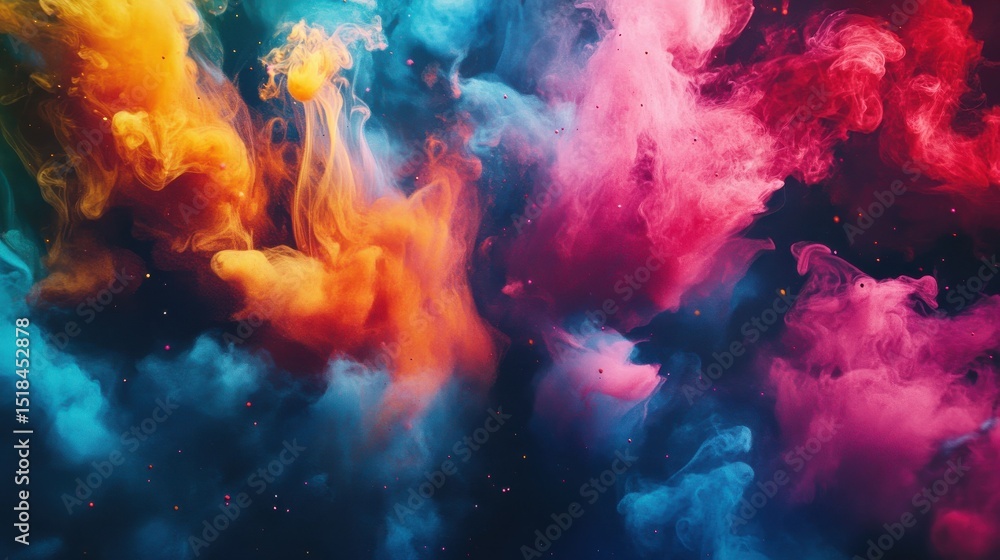 Vibrant multicolored smoke swirls on black background Vibrant multicolored smoke swirls on black background