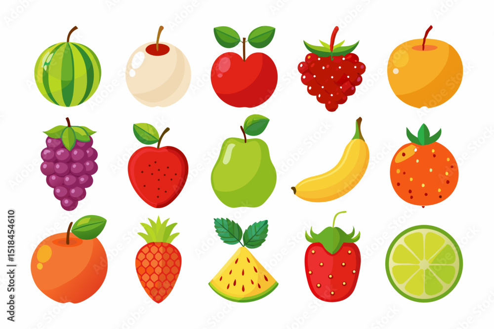 set of fruits and berries set of fruits and berries