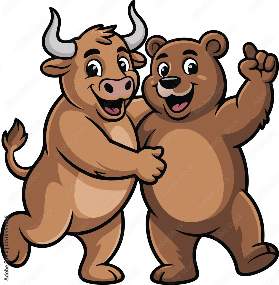 Fototapeta premium Bull and Bear market friendship