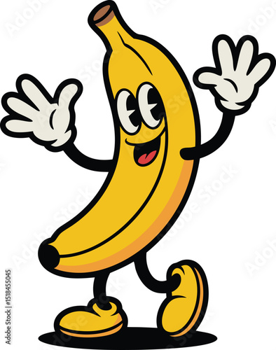 Banana, complete with arms, legs, and a friendly smile