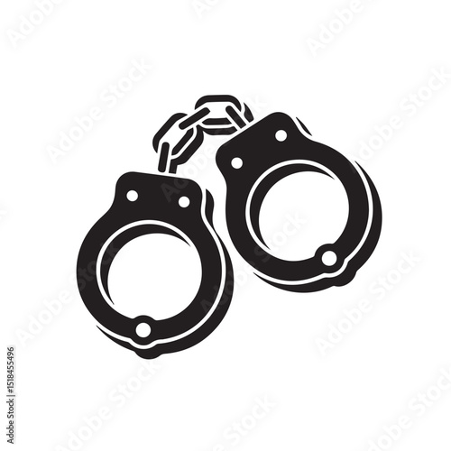 Black Handcuffs Icon – Vector Illustration of Police Arrest Symbol