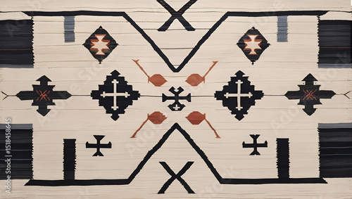 Wallpaper Mural Modern Minimalist Berber Rug with Ancestral Symbols and Asymmetrical Artistic Balance Torontodigital.ca