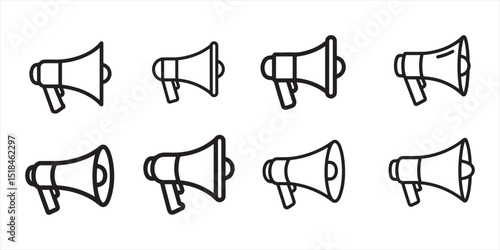 megaphone line icon set vector on white background.