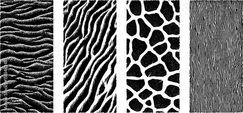 Engraved leopard print pattern set for textile and design concepts