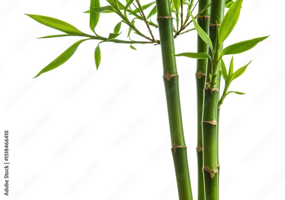 Obraz premium Green bamboo stalks isolated on white background. use cases: decoration, design.