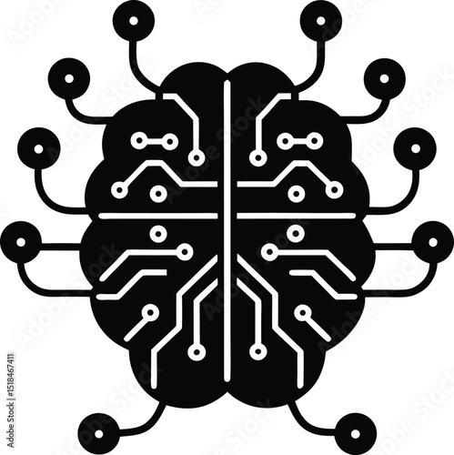 AI brain circuit Vector illustration vector schematic diagram of ai brain