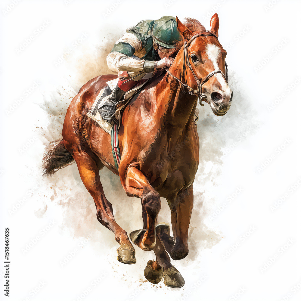 Majestic Racehorse and Jockey in Action , PNG isolated cut out image Majestic Racehorse and Jockey in Action , PNG isolated cut out image