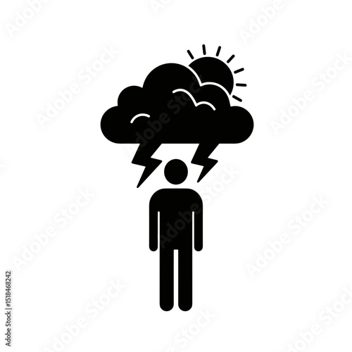 Silhouette of a person under a storm cloud representing mental health concepts  