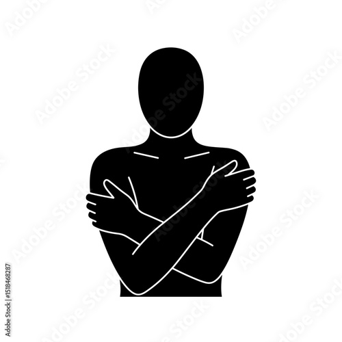 Abstract silhouette of person embracing themselves as a concept of mental health and emotional well-being  