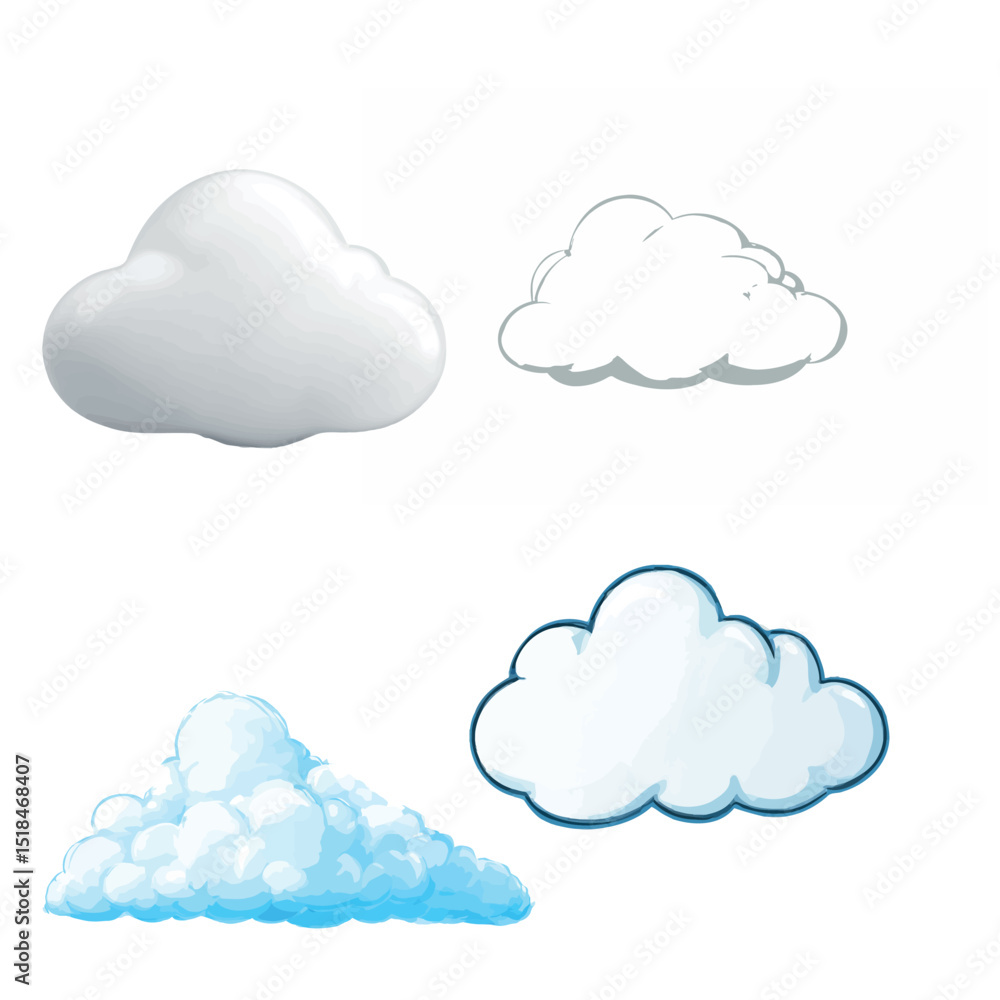 Obraz premium Cartoon cloud shapes isolated on white background