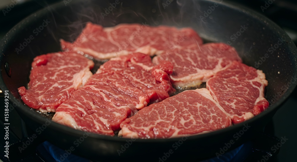 cooking meat in the frying pan cooking meat in the frying pan