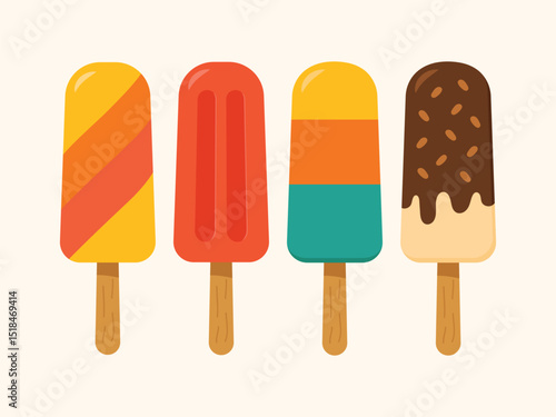 colorful popsicle vector set. summer design. 