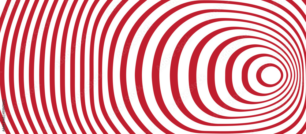 Graphic Design with Concentric Slightly Elliptical Red Lines on White Background, Creating Optical Illusion of a Tunnel or Vortex with Consistent Line Thickness for Dynamic Geometric Pattern Graphic Design with Concentric Slightly Elliptical Red Lines on White Background, Creating Optical Illusion of a Tunnel or Vortex with Consistent Line Thickness for Dynamic Geometric Pattern