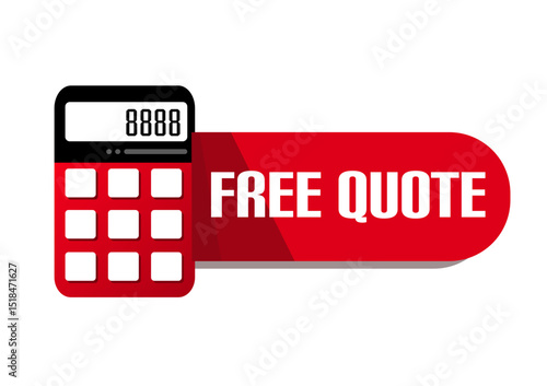 free quote, calculator icon, star symbol, business offer — vector illustration	