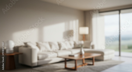 a modern blur background living room with a large, comfortable sectional sofa, framed artwork, and abundant natural light creating an inviting atmosphere 35