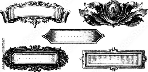 Ornate vintage banners collection for decorative design and craft projects