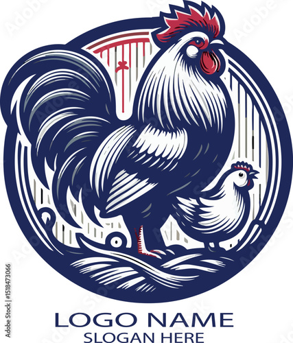 Silkie Chicken Farm Life & Poultry Logo Vector Design .