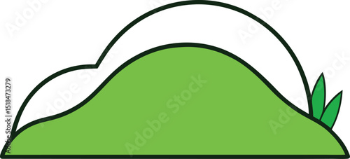 grassy hilltop outline vector art illustration