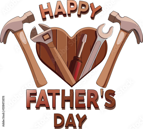 Happy fathers day design with tools in a heart shape perfect for greeting cards or social media posts celebrating dads