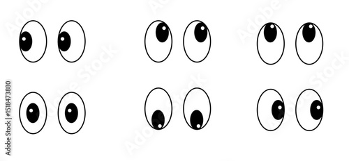 Eyes emoji illustration. Eyeballs llustration. Social media reaction, emoji, emoticon. Funny cartoon isolated on white, vector illustration.