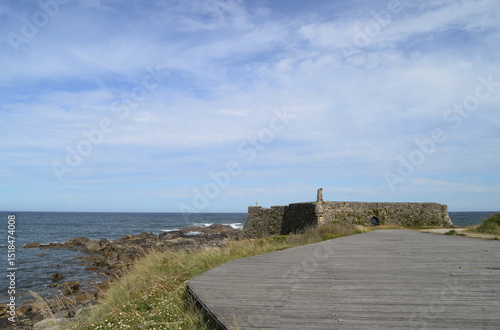 Forte do Cão, an ancient Portuguese castle located in the city of Vila Praia de Ancora in northern Portugal, Minho region, Europe, medieval construction