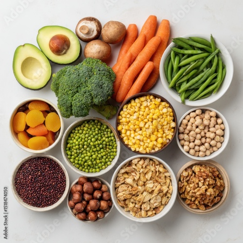 Wallpaper Mural Assorted healthy food arrangement on white background Torontodigital.ca