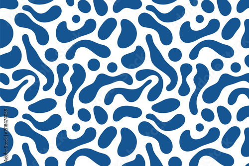 Seamless blue blob abstract pattern background design for decorative elements and creative projects