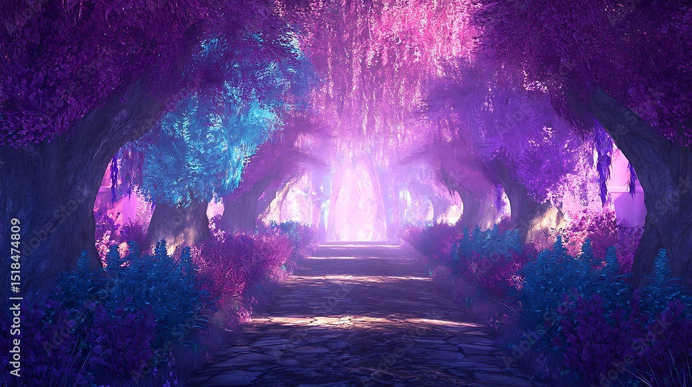 Fototapeta premium Enchanted forest path with colorful foliage