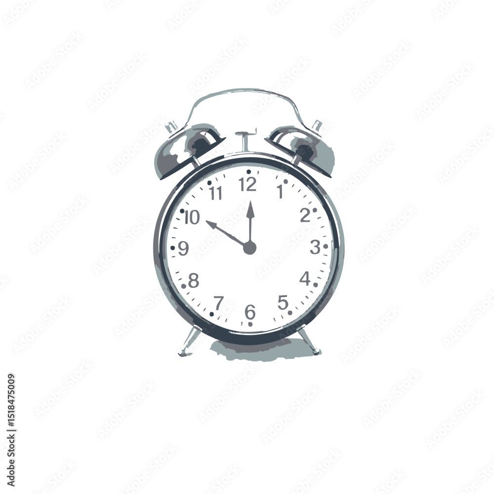 Classic silver alarm clock illustration Classic silver alarm clock illustration