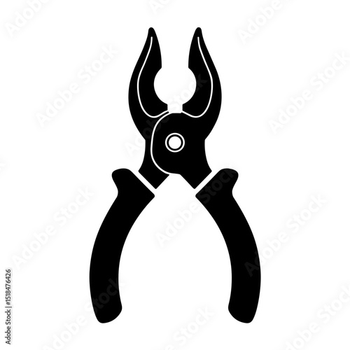 Hand drawn pliers illustration with strong grip and curved handles. Concept of mechanical tool and wire cutting - repair - construction