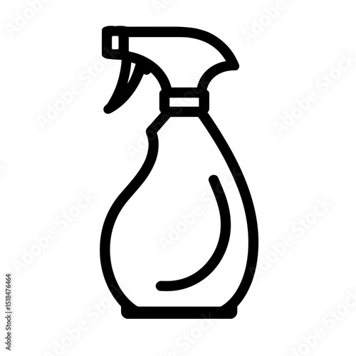 Minimalist hand drawn plastic spray bottle illustration with trigger head. Concept of household cleaning and spray container - sanitation - hygiene