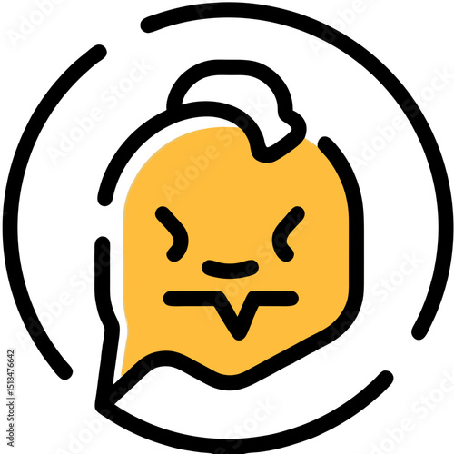 Pouting Face Emoji in Circle, Angry Expression