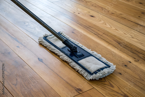 Dust Mop on a Polished Wooden Floor
